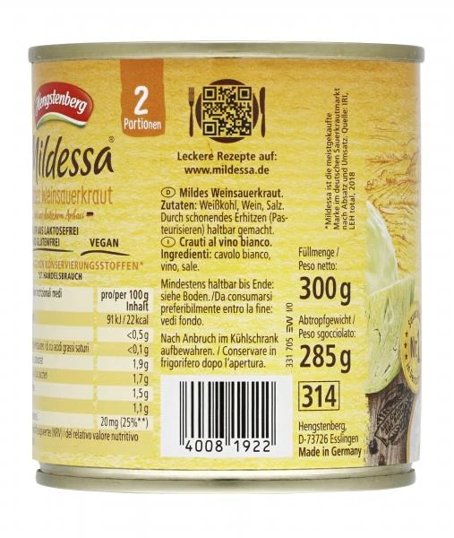 Hengstenberg Mildessa Weinsauerkraut Mild 4 Hengstenberg Mildessa Weinsauerkraut Mild – Bild 4
