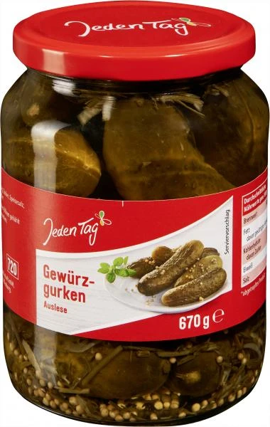Jeden Tag Gurkenfäßchen Knackig-würzig 1 Jeden Tag Gurkenfäßchen Knackig-würzig