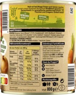 Maggi Spaghetti Bolognese -Günstiges Essen Verkaufsgeschäft 4502050084 8445290145543 03