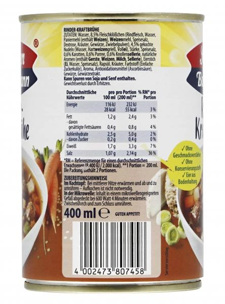 Sonnen Bassermann Rinder Kraftbrühe 2 Sonnen Bassermann Rinder Kraftbrühe – Bild 2