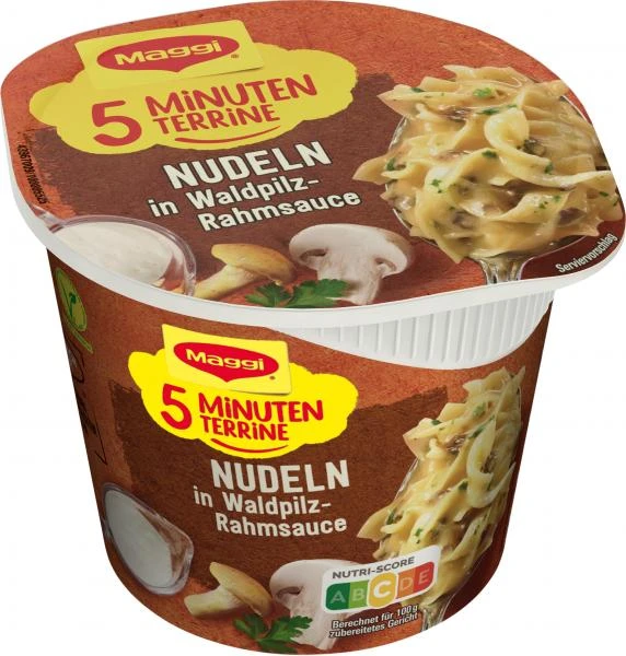 Maggi 5 Minuten Terrine Nudeln In Waldpilz-Rahmsauce 1 Maggi 5 Minuten Terrine Nudeln In Waldpilz-Rahmsauce