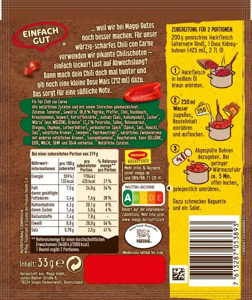 Maggi Fix & Frisch Chili Con Carne 2 Maggi Fix & Frisch Chili Con Carne – Bild 2