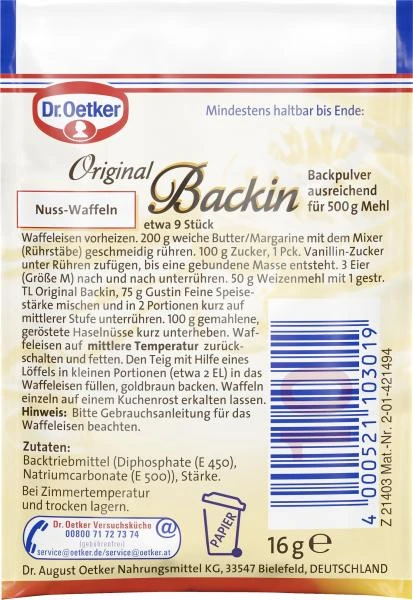 Dr. Oetker Original Backin Backpulver 2 Dr. Oetker Original Backin Backpulver – Bild 2