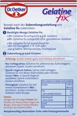 Dr. Oetker Gelatine Fix 8 Dr. Oetker Gelatine Fix -Günstiges Essen Verkaufsgeschäft 4502110630 4000521722609 03