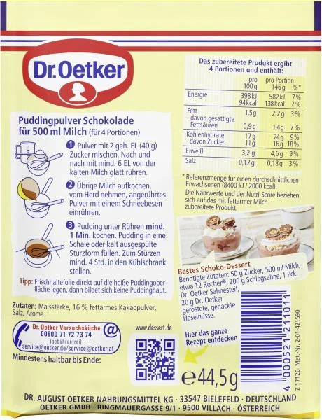 Dr. Oetker Original Pudding Schokolade 2 Dr. Oetker Original Pudding Schokolade – Bild 2