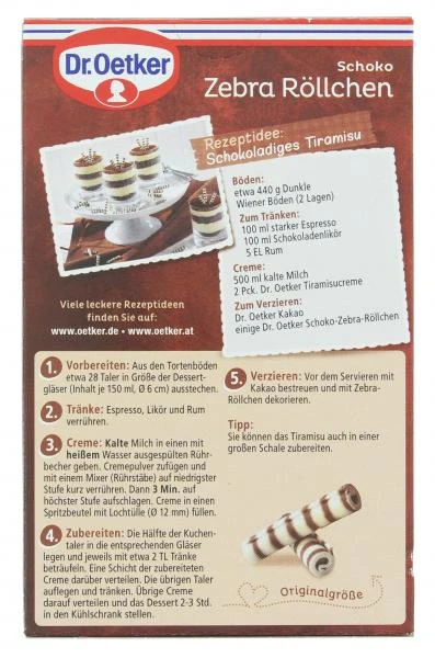 Dr. Oetker Schoko Zebra Röllchen Vollmilch & Weiß 3 Dr. Oetker Schoko Zebra Röllchen Vollmilch & Weiß – Bild 3