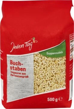 Jeden Tag Suppennudeln Buchstaben